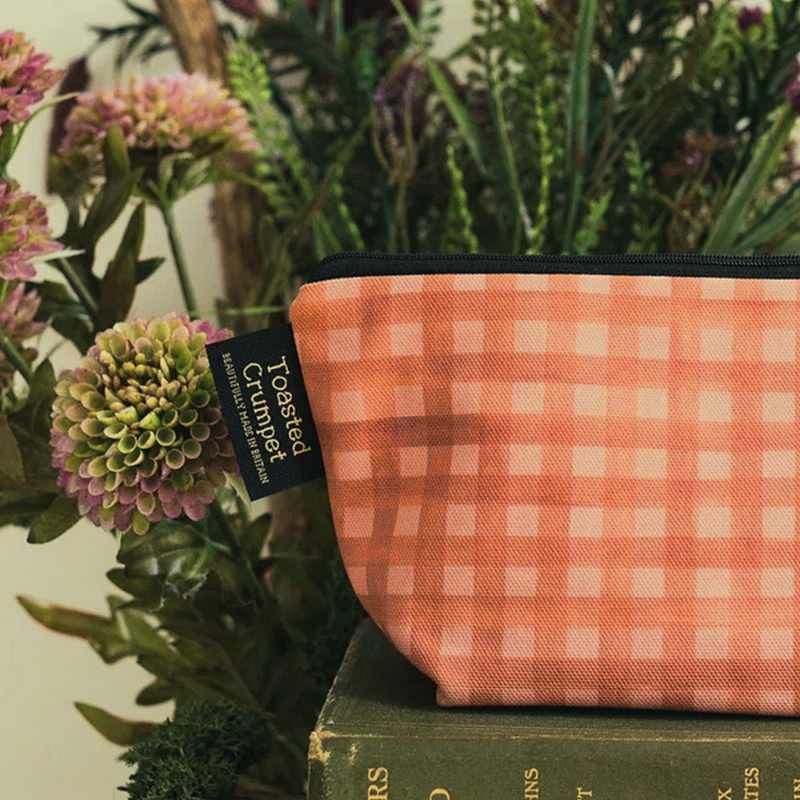 Toasted Crumpet Heather Blush Check Makeup Bag MB105 detail