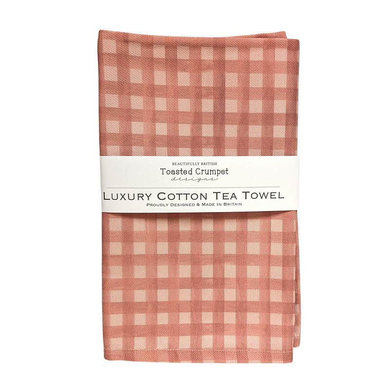 Toasted Crumpet Heather Blush Check Tea Towel LTT105 front