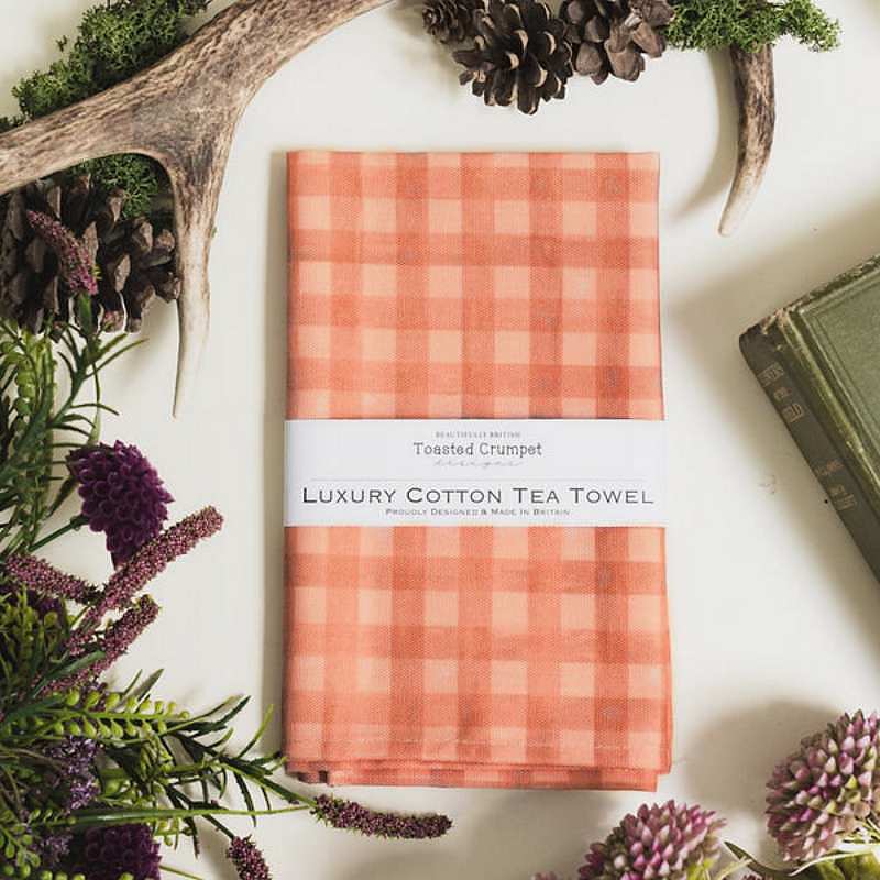 Toasted Crumpet Heather Blush Check Tea Towel LTT105 lifestyle