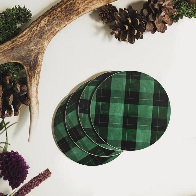Toasted Crumpet Highland Moss Tartan Round Coaster RC47 lifestyle