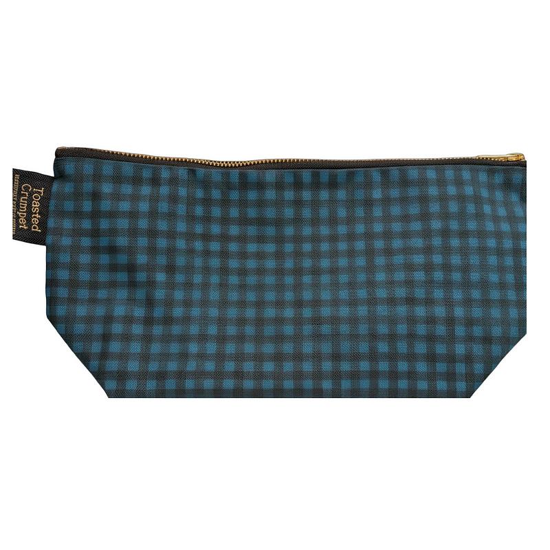 Toasted Crumpet Midnight Blue Check Wash Bag WB105 front