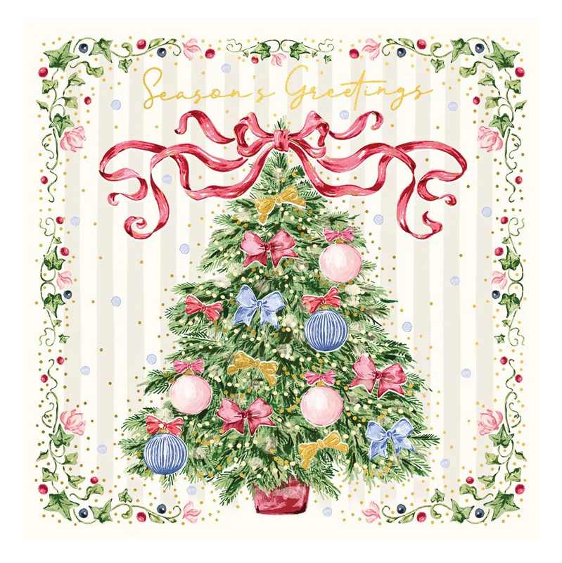 Tree and Bow Luxury Christmas Cards Box LBX107 front