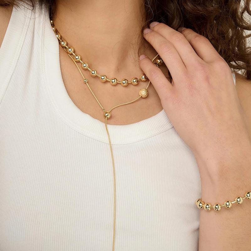 Tutti & Co Jewellery Align Necklace Gold NE811G model