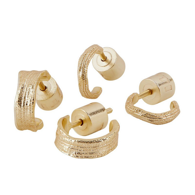 Tutti & Co Jewellery Contour Earring Set Gold EA740G front