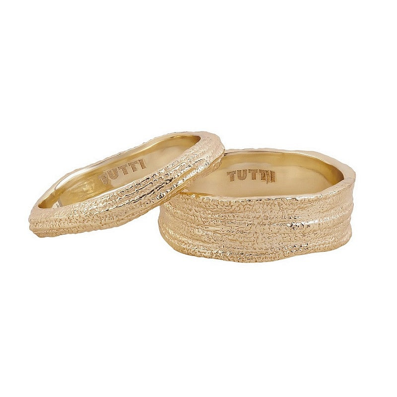 Tutti & Co Jewellery Contour Ring Set Gold RN367G front