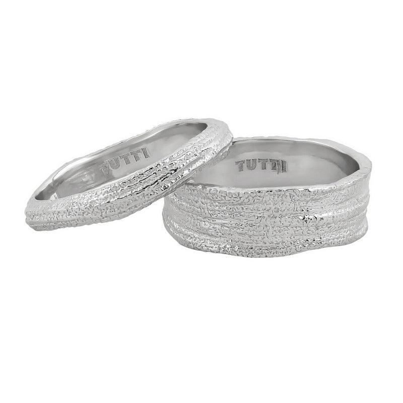 Tutti & Co Jewellery Contour Ring Set Silver RN367S front