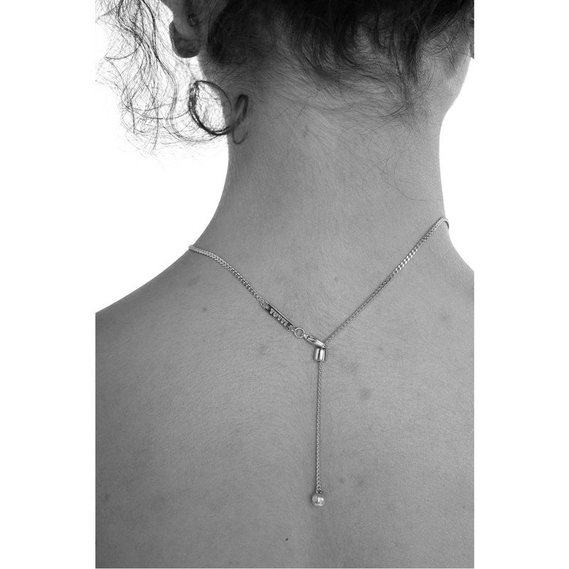 Tutti & Co Jewellery Halo Necklace Silver NE782S on model rear