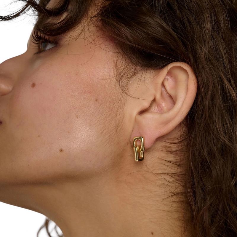 Tutti & Co Jewellery Link Earrings Gold EA723G on model