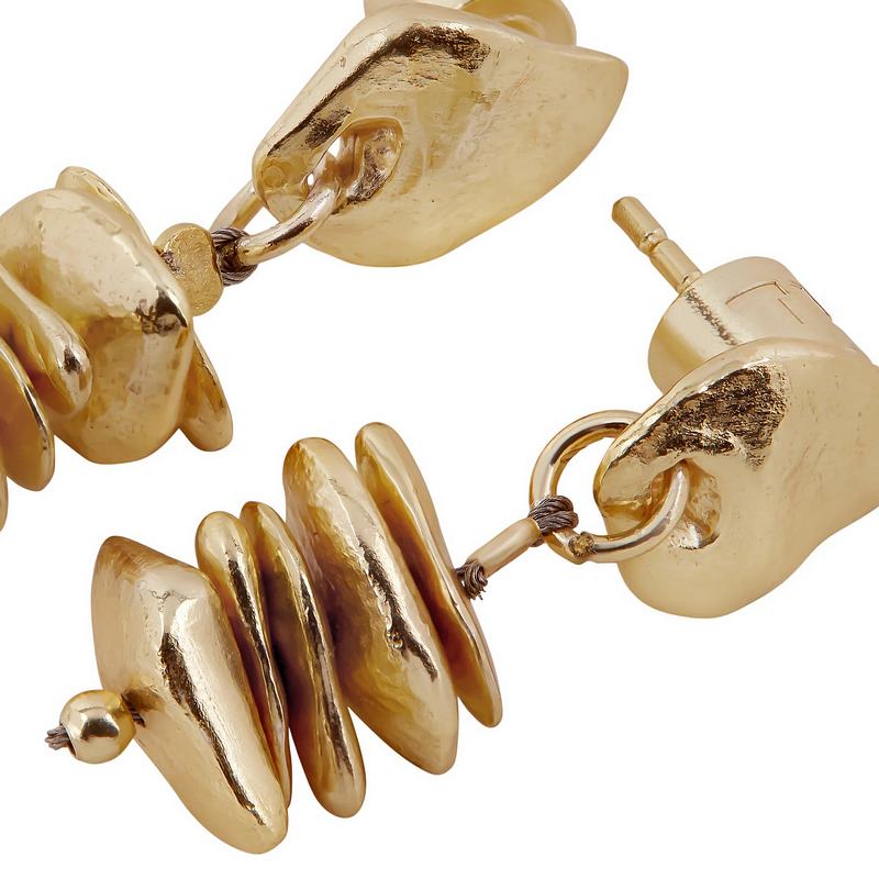 Tutti & Co Jewellery Row Earrings Gold EA750G detail