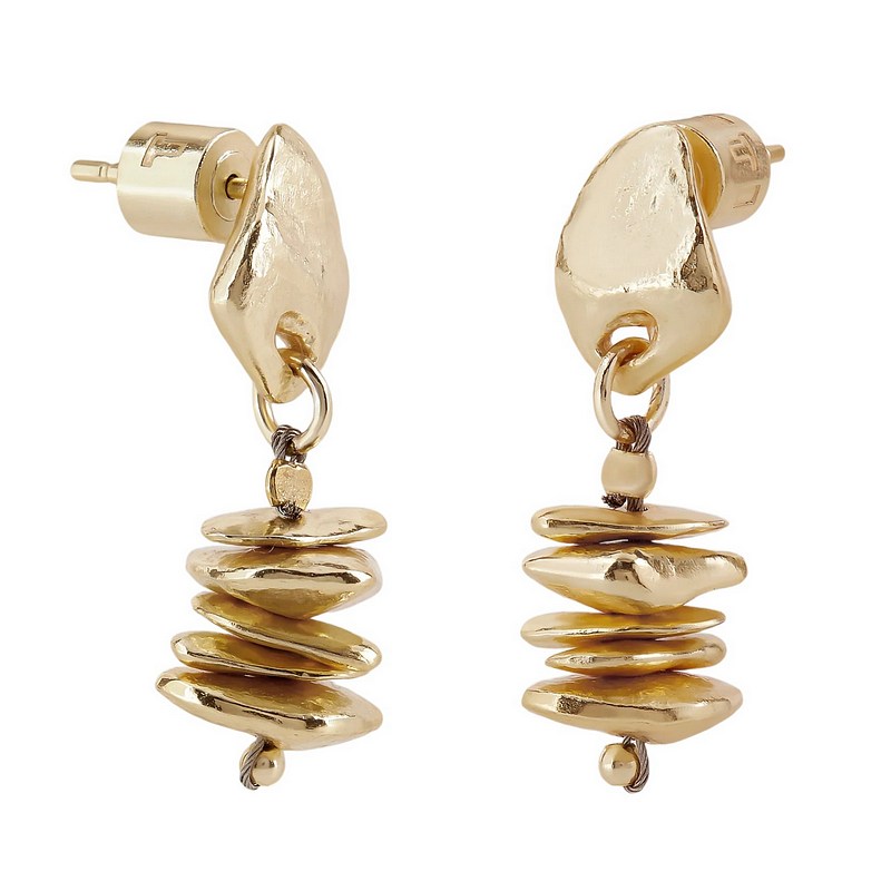 Tutti & Co Jewellery Row Earrings Gold EA750G side