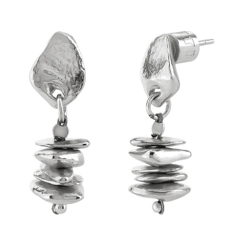 Tutti & Co Jewellery Row Earrings Silver EA750S front