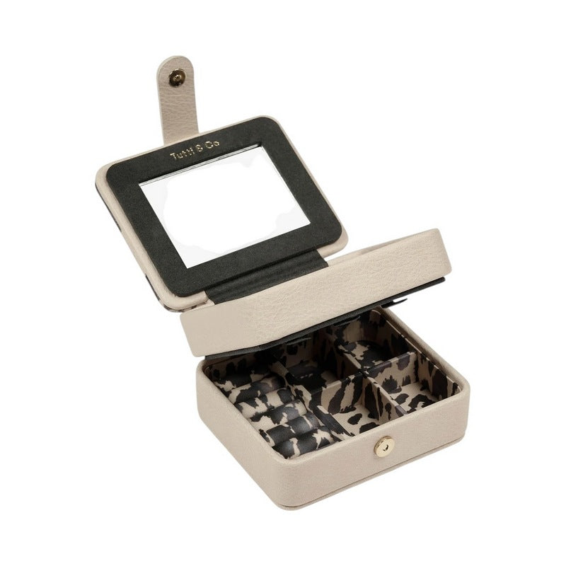 Tutti & Co Leopard Small Jewellery Box Cream JB36 fully open