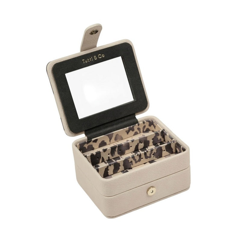 Tutti & Co Leopard Small Jewellery Box Cream JB36 lid open