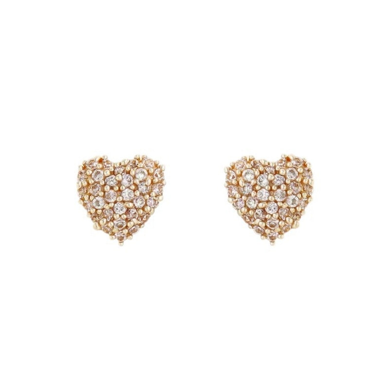 Tutti & Co Pave Heart Stud Earrings Gold EA638G main