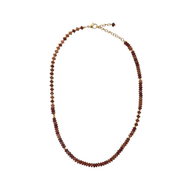 Tutti & Co Stone Beaded Necklace Brown Agate Gold NE762A main