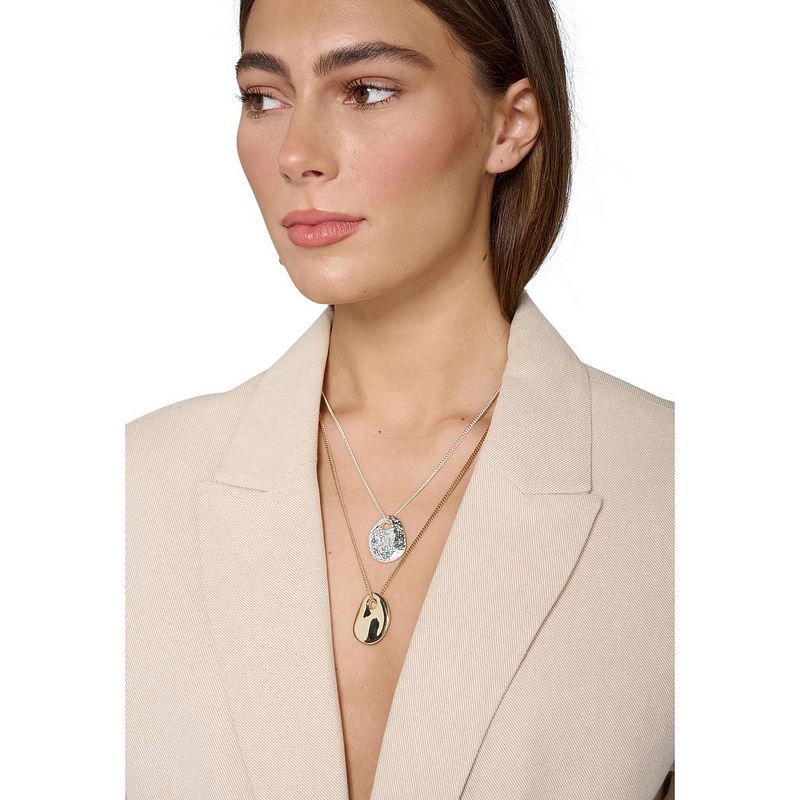 Tutti and Co Jewellery Balance Necklace Gold and Silver on model 3
