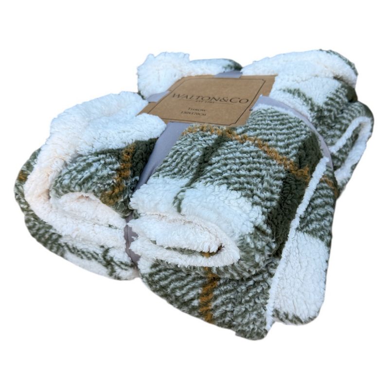 Walton & Co Check Cosy Check Throw Olive package side