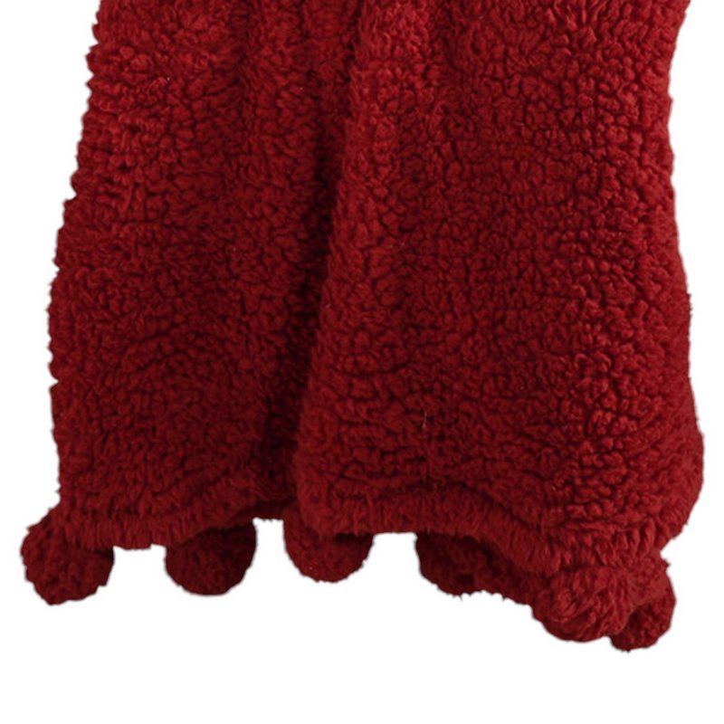 Waltons Of Yorkshire Cosy Pom Pom Throw Red AWTCCPR end