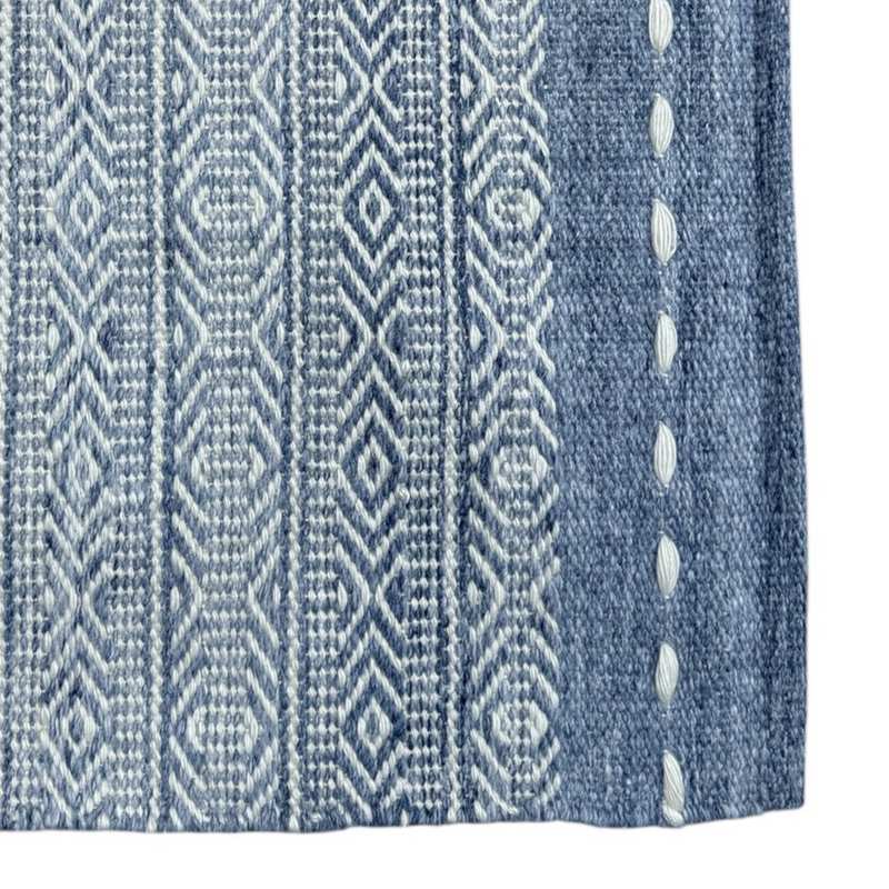 Waltons Of Yorkshire Diamond Weave Stripe Rug Blue PETRHB detail