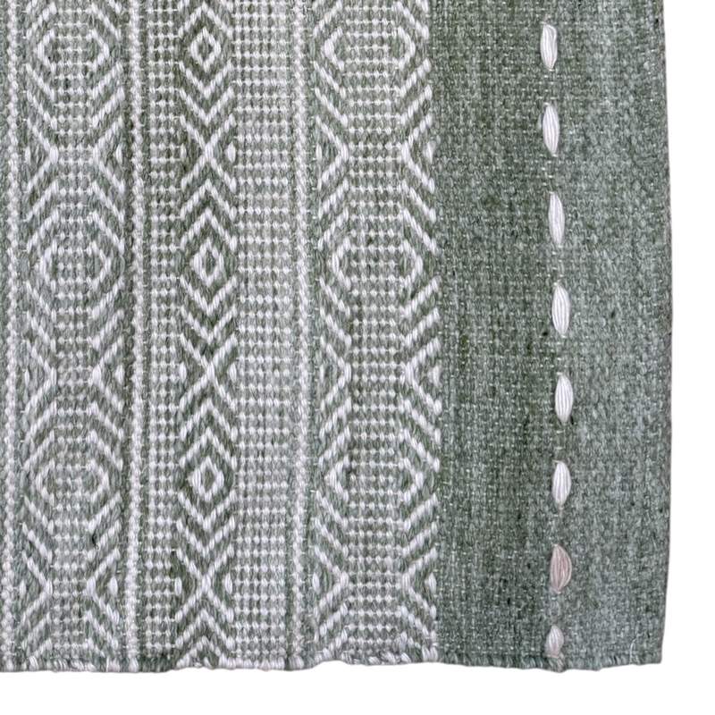 Waltons Of Yorkshire Diamond Weave Stripe Rug Sage detail