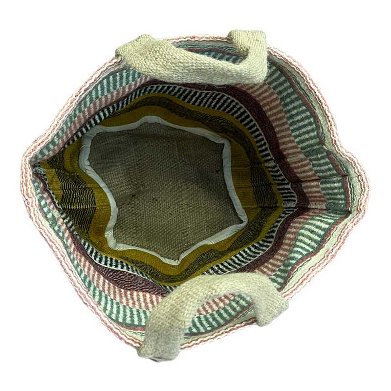 Waltons Of Yorkshire Jute Storage Basket Multi-coloured stripes JSBM inside