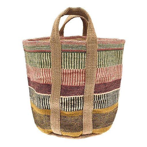 Waltons Of Yorkshire Jute Storage Basket Multi-coloured stripes JSBM main