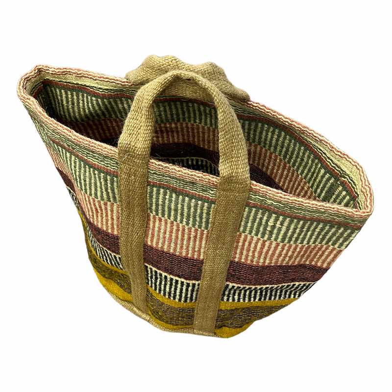 Waltons Of Yorkshire Jute Storage Basket Multi-coloured stripes JSBM top