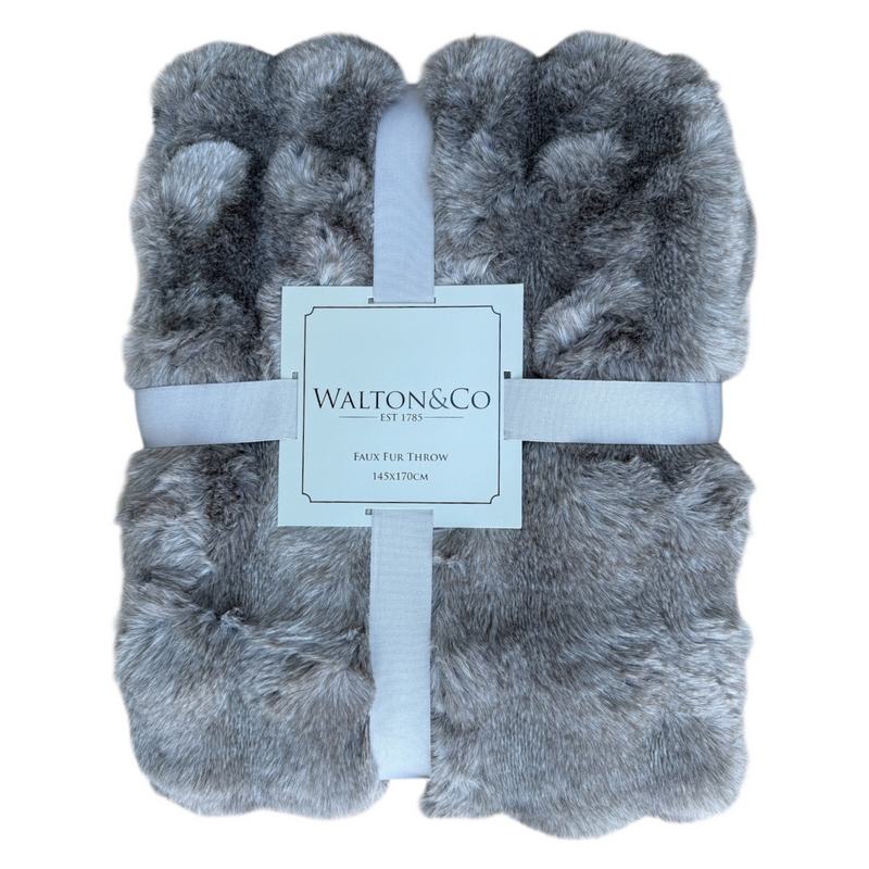 Waltons Of Yorkshire Feather Faux Fur Throw Brown front