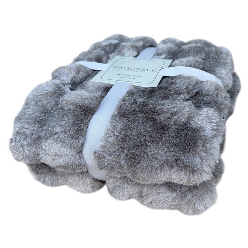 Waltons Of Yorkshire Feather Faux Fur Throw Brown side