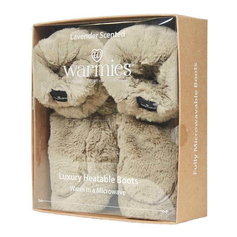 Warmies Microwaveable Luxury Boots Latte LUX-BOO-1 in box