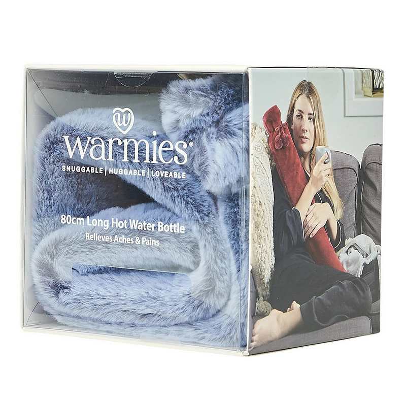 Warmies Rolled Long Hot Water Bottle Blue Fur RBOT-FUR-2 in box