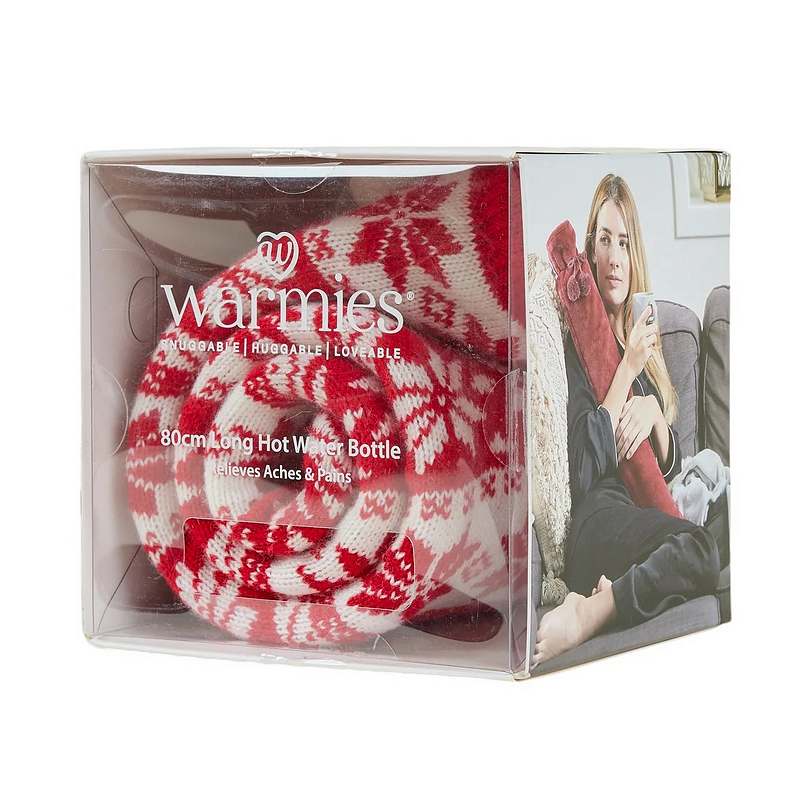 Warmies Rolled Long Hot Water Bottle Red Nordic RBOT-RED-1 in box