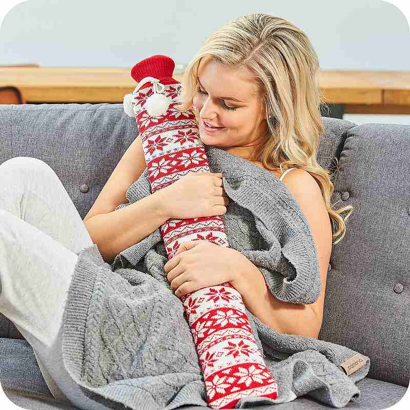 Warmies Rolled Long Hot Water Bottle Red Nordic RBOT-RED-1 lifestyle