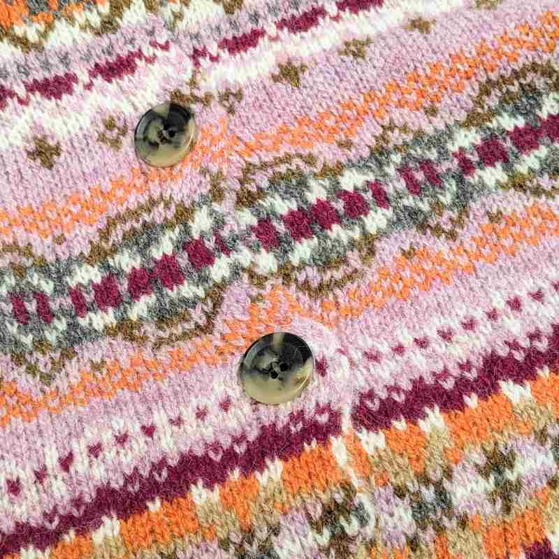 Westray Fairisle Cardigan Orange Burst C4199 detail