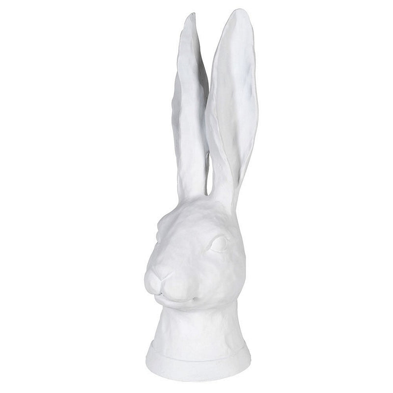 White Resin Rabbit Head Ornament Ears Up ALB291 fron