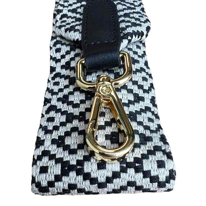 Wide Bag Strap Black & White Diamonds detail