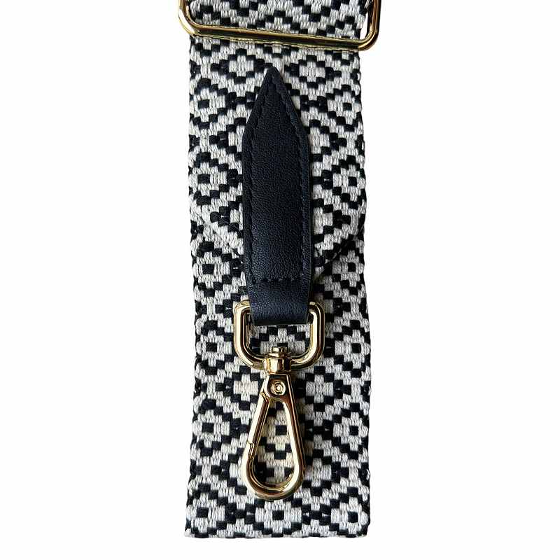 Wide Bag Strap Black & White Diamonds end