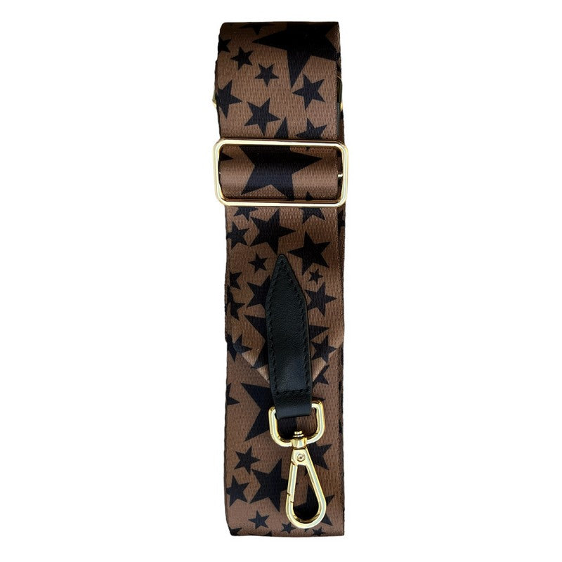 Wide Bag Strap Gold With Black Stars