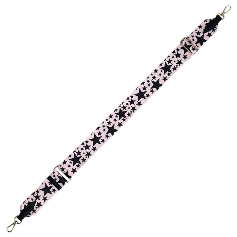 Wide Bag Strap Pink & Black Stars straight