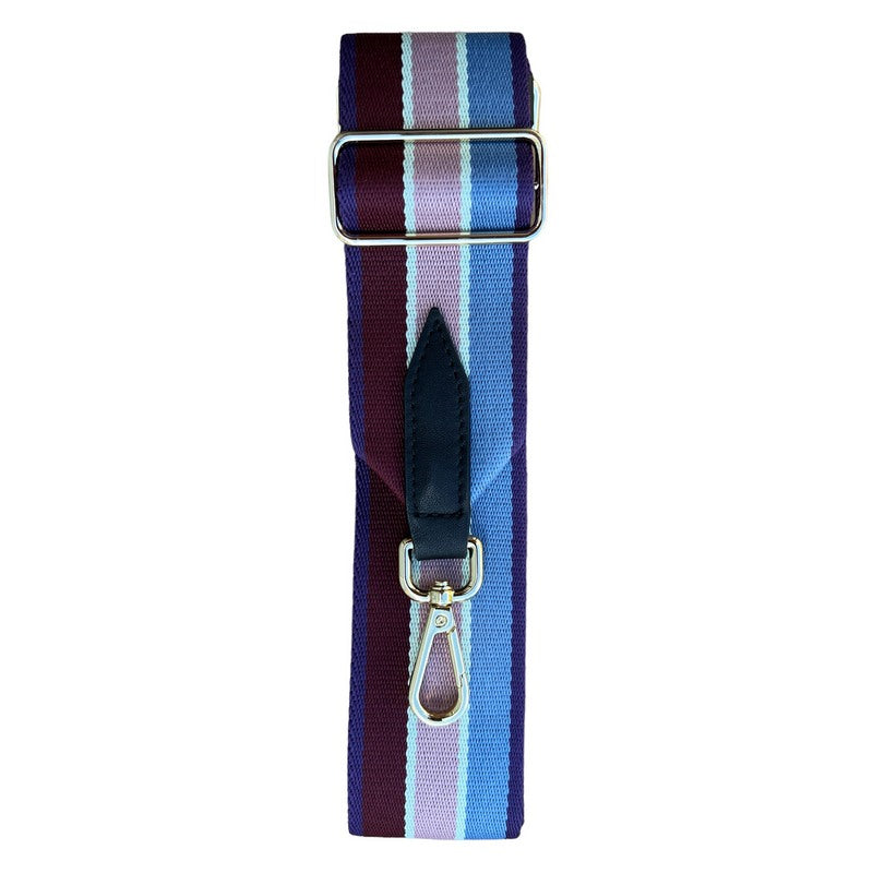 Wide Bag Strap Plum Pink Blue & Purple Stripes BAGSTRAP-229 folded