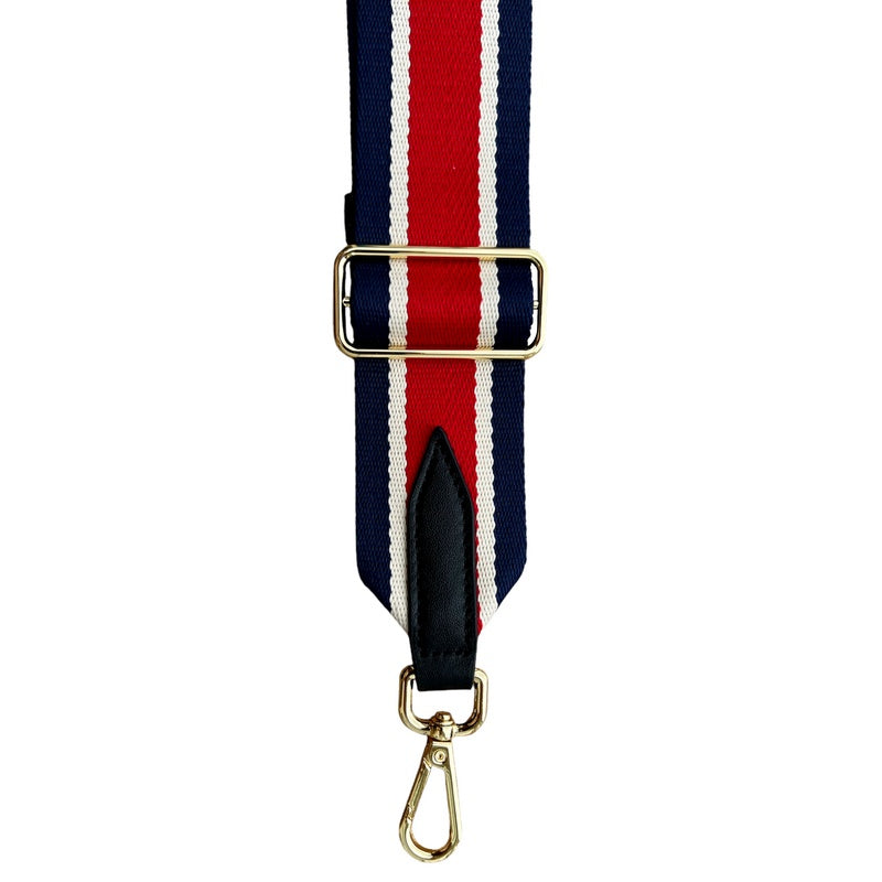 Wide Bag Strap Red White and Blue Stripes clip