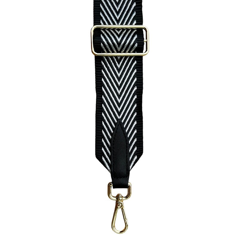 Wide Bag Strap Silver Chevrons clip