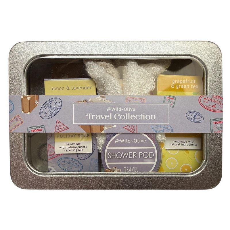 Wild-Olive Travel Collection Gift Tin front