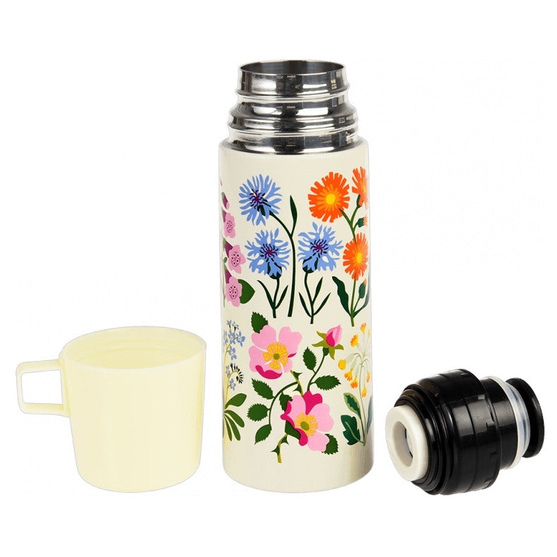 Wild Flowers Stainless Steel Flask and Cup 29572 open