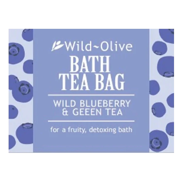 Wild Olive Bath Tea Bag Wild Blueberry & Green Tea label
