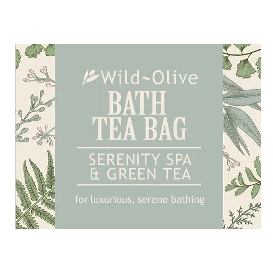 Wild Olive Serenity Spa Bath Teabag Label