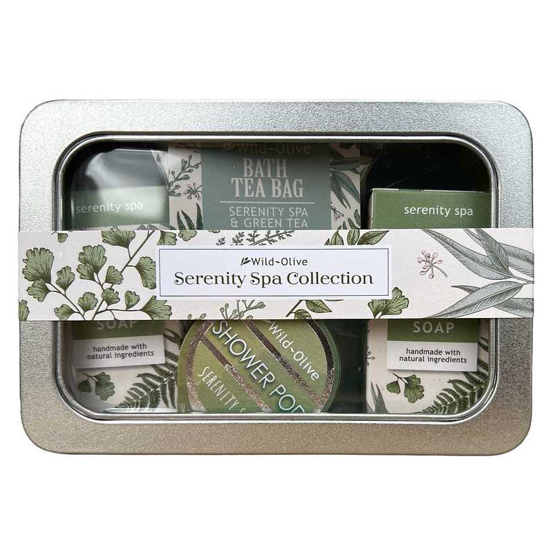 Wild Olive Serenity Spa Collection Gift Tin front