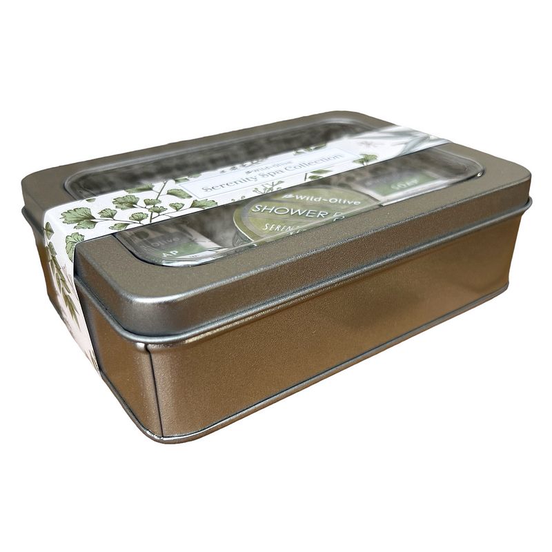 Wild Olive Serenity Spa Collection Gift Tin side
