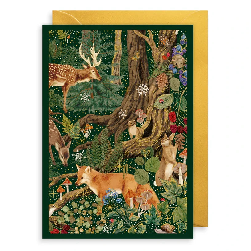 Winter Opulence Green Woodland Christmas Card WPX20 front