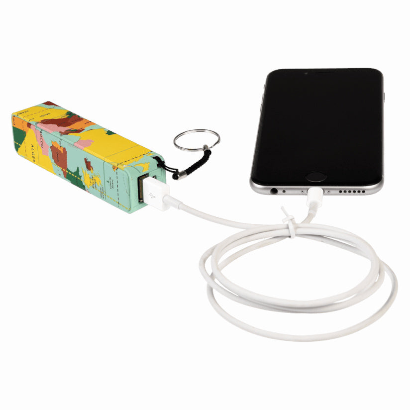 World Map USB Portable Charger 26719 in use